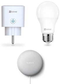 Assistente vocale GOOGLE NEST grigio + presa smart + lampadina EZVIZ