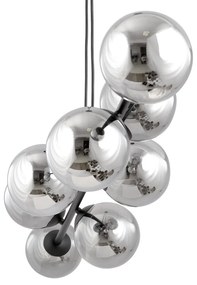 Lampadario a Sospensione in Acciaio e Vetro ROSSI 6 Nero 6xE14