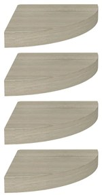 Scaffali angolari a parete 4 pz rovere 25x25x3,8 cm mdf
