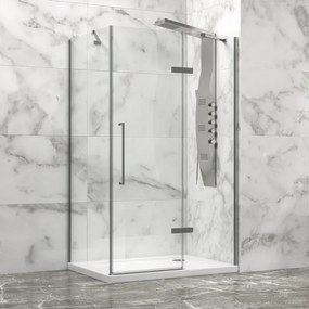 Box doccia 70x70 telaio acciaio spazzolato porta battente | KT1000SAS - KAMALU