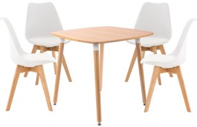 Set Da Pranzo Moderno Essgruppe Liborg Con Tavolo Da Pranzo Viborg E 4 Sedie Linares / Natura/weiß