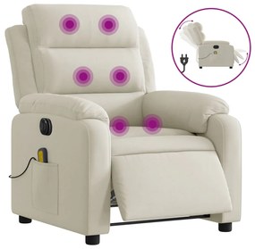 Poltrona massaggiante reclinabile elettrica crema velluto