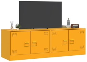 Mobili tv 2 pz giallo senape 67x39x44 cm in acciaio