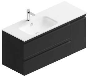 Mobile sottolavabo e lavabo Pull per vasca a sinistra grigio grafite opaco in mdf L 120 x H 56 x P 46 cm, 1 anta 2 cassetti