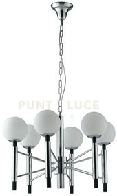 Lampadario a sospensione hammond cromo e nera 6 luci attacco e14 70...