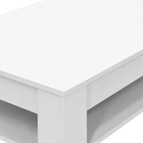 Tavolino da Salotto in Legno Multistrato 110x65x48 cm Bianco
