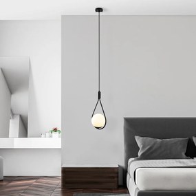 Lampadario nero con paralume in vetro Sessiz – Opviq lights