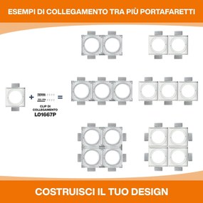 Portafaretto da Incasso AR111 Quadrato Orientabile 148x148mm - Bianco