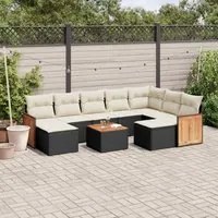 Set Divani da Giardino 10pz con Cuscini in Polyrattan Nero 3260628