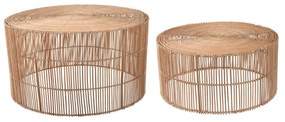Kave Home - Set Elmima di 2 tavolini 100% rattan con finitura naturale Ã˜ 66 cm e Ã˜ 55 cm