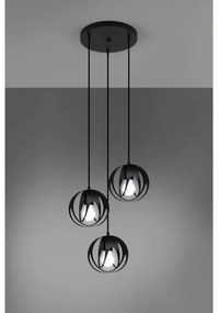 Sollux SL.1088 - Lampadario su corda TULOS 3xE27/60W/230V nero