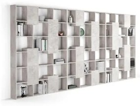 Libreria a parete XXL Iacopo con ante (482,4 x 236,4 cm), Grigio Cemento