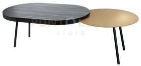 Tavolino packtop grande oro laccato ,base nera ,finitura wengè in f...