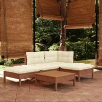 Set Divani da Giardino 5 pz con Cuscini Miele Legno di Pino 3096295