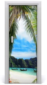 Adesivo per porta Spiaggia tropicale 75x205 cm