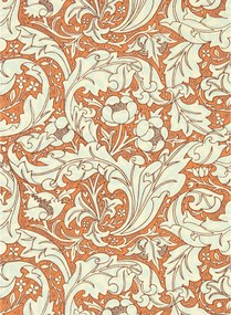 Morris & Co Carta da parati Bachelors Button - Burnt Orange/ Sky