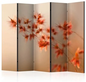 Paravento design Vicino alla Natura II - Pianta con fiori arancioni su sfondo chiaro