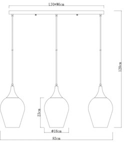 Globo 155520-3HS - Lampadario a sospensione con filo LAVUS 3xE27/60W/230V
