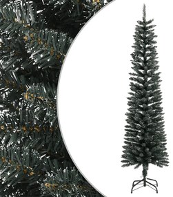 Albero di Natale Artificiale Sottile con Base Verde in PVC, 180 cm