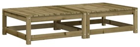 Poggiapiedi giardino con cuscini 2pz legno impregnato di pino