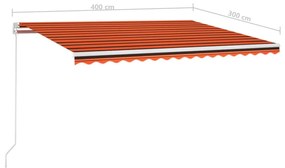 Tenda da Sole Retrattile Manuale LED 400x300 cm Arancio Marrone