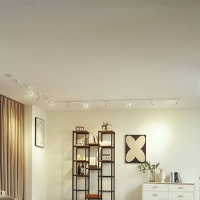 Sistema a binario 48V Lumaro, faretti, 9 luci, bianco, Ø 4 cm, 25 Lumaro Lindby, dimmerabile, Bianco / Opale, Soggiorno / Sala da pranzo, Alluminio, Moderno