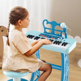 Costway Pianoforte per bambini a 37 tasti con microfono regolabile e leggio rimovibile, Strumento musicale elettronico 3 Colori