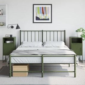 Comodini 2 Pz Verde Oliva 36x39x78 Cm İn Acciaio /
