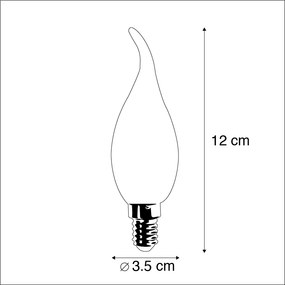 Set di 5 lampade a candela dimmerabili E14 con punta a filamento LED F35 opaco 3W