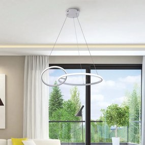 Lampadario Moderno Kara LED bianco, in alluminio, L. 46 cm, 2 luci, 3000 LM, NOVECENTO