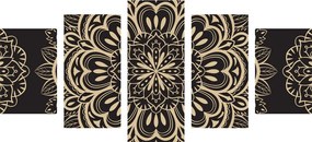Quadri 5 pezzi – Mandala su sfondo nero