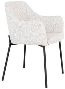 Sedia da pranzo bianca in imbottito con braccioli Melilla – House Nordic