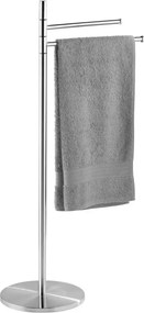 Piantana porta asciugamani a due bracci mobili in acciaio inox satinato Lunar