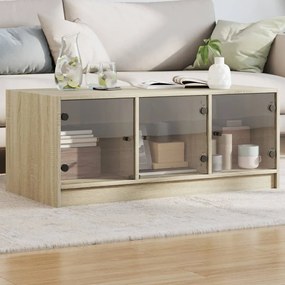 Tavolino Da Salotto Con Ante İn Vetro Rovere Sonoma 102x50x42cm /