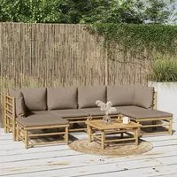 Set Salotto da Giardino 7pz con Cuscini Tortora Bamb 3155133