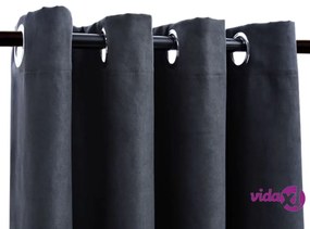 vidaXL Tende Oscuranti con Anelli in Metallo 2 pz Antracite 140x175 cm