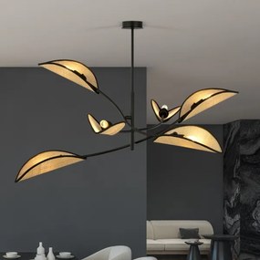 Lampadario a sospensione con supporto rigido LOTUS 6xE14/10W/230V nero/beige