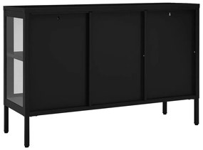 Credenza nera 105x35x70 cm in acciaio e vetro