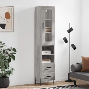 Credenza grigio sonoma 34,5x34x180 cm in legno multistrato