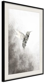 Poster  Hummingbird in Shades of Grey  Cornice Quadri Cornice nera con pass-partout, Larghezza x Altezza Home decor 30x45