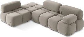 Divano angolare componibile beige (con penisola a sinistra) con rivestimento in velluto Lokua – Makamii