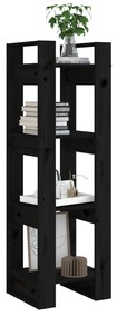 Libreria/divisorio nero 41x35x125 cm in legno massello di pino