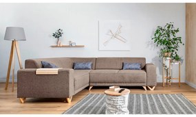 Divano angolare marrone allungabile e con contenitore (con penisola a sinistra/a L) Classy Sophie – Miuform