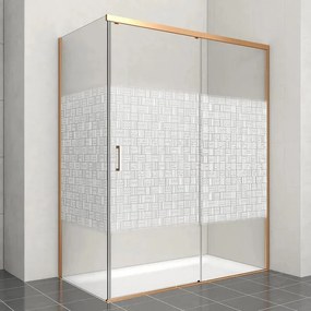 Porta doccia scorrevole Jazz, L 138-139.5 cm x H 200 cm x SP 6 mm, profilo dorato, vetro smerigliato
