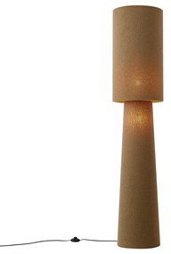 Lampada da terra Japandi marrone in tessuto teddy a 2 luci - Trombet