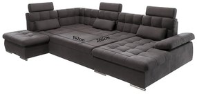 Divano angolare color antracite allungabile e con contenitore (con penisola a sinistra/a U) Merkur – Ropez