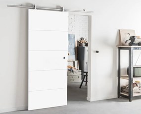 Porta scorrevole reversibile Dione in mdf bianco, L 92.5 x H 211.5 cm, con binario Ermes