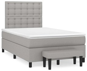 Giroletto A Molle Con Materasso Grigio Chiaro 120x190cm Tessuto /
