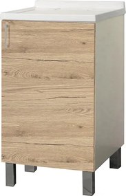 Mobile Lavatoio in legno Quercia Naturale a 1 anta con vasca in metacrilato 50x50 cm