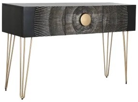 Console Home ESPRIT Nero Dorato Metallo Legno di mango 120 x 38 x 76 cm